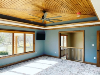 Wood panels on ceiling