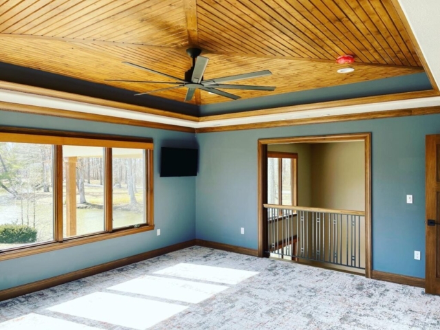 Wood panels on ceiling