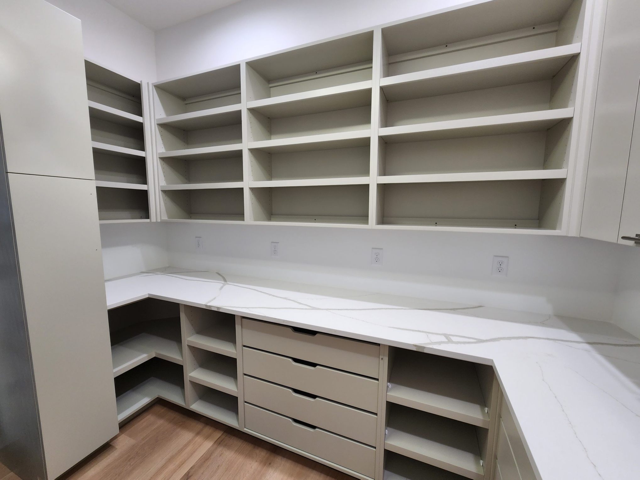Grey pantry shelves